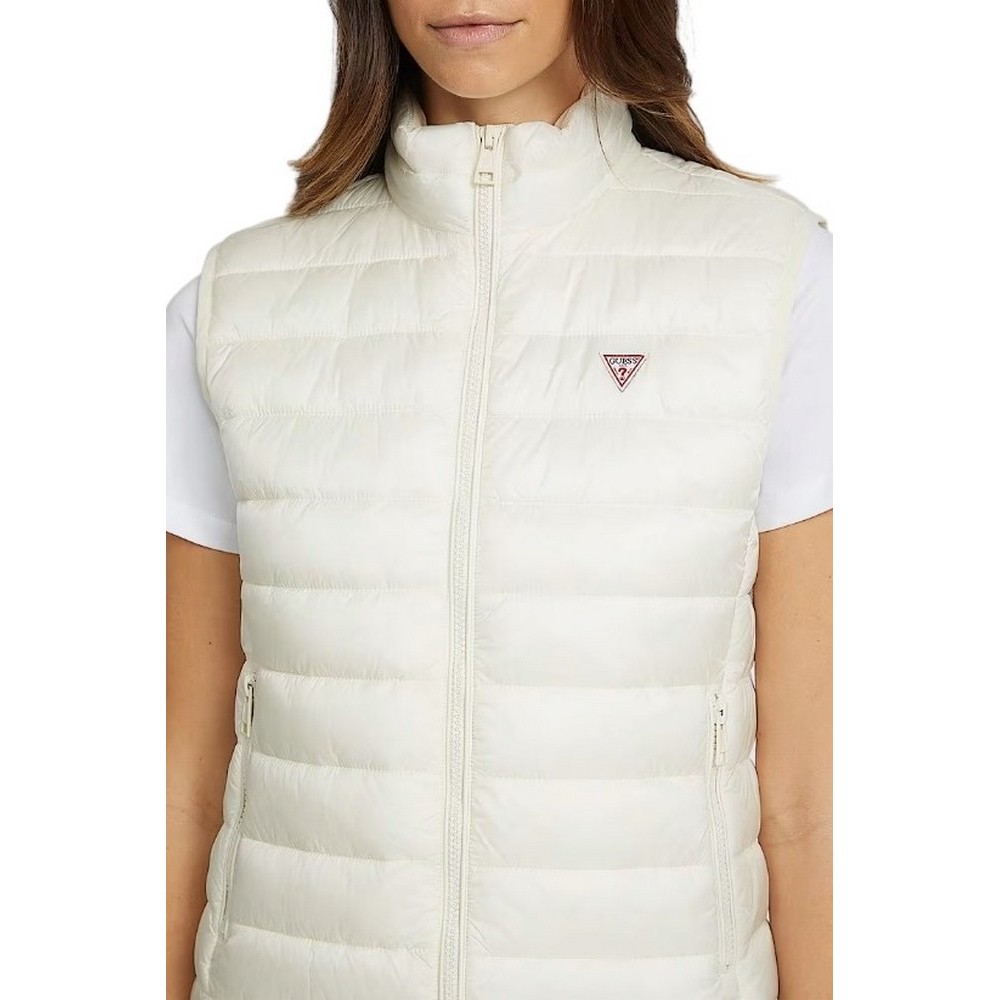 GUESS JEANS PUFFER VEST ΓΙΛΕΚΟ ΜΠΟΥΦΑΝ ΓΥΝΑΙΚΕΙΟ WHITE