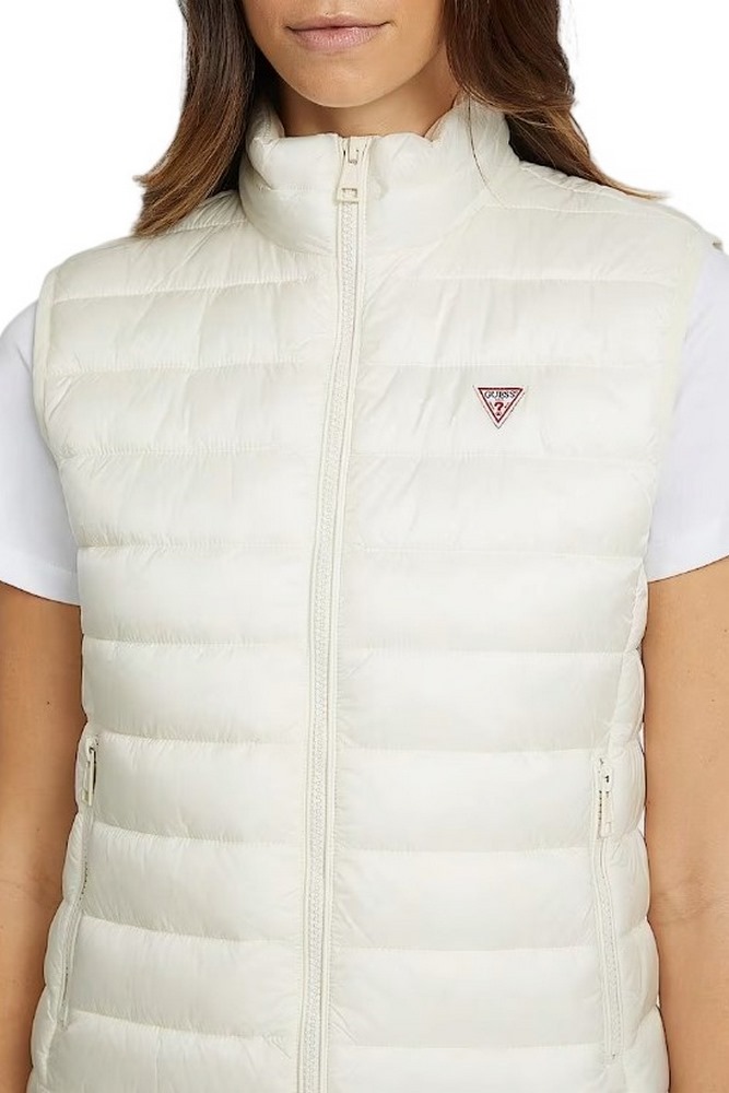 GUESS JEANS PUFFER VEST ΓΙΛΕΚΟ ΜΠΟΥΦΑΝ ΓΥΝΑΙΚΕΙΟ WHITE