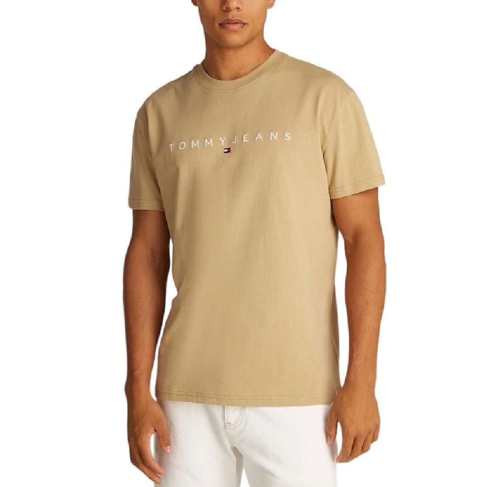 TOMMY JEANS REG LINEAR LOGO TEE EXT T-SHIRT ΜΠΛΟΥΖΑ ΑΝΔΡΙΚΗ TAN