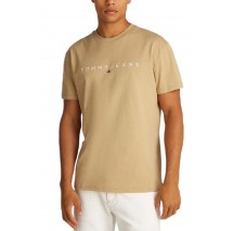 TOMMY JEANS REG LINEAR LOGO TEE EXT T-SHIRT ΜΠΛΟΥΖΑ ΑΝΔΡΙΚΗ TAN