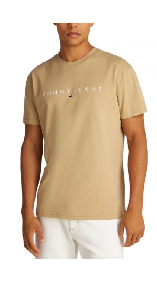 TOMMY JEANS REG LINEAR LOGO TEE EXT T-SHIRT ΜΠΛΟΥΖΑ ΑΝΔΡΙΚΗ TAN