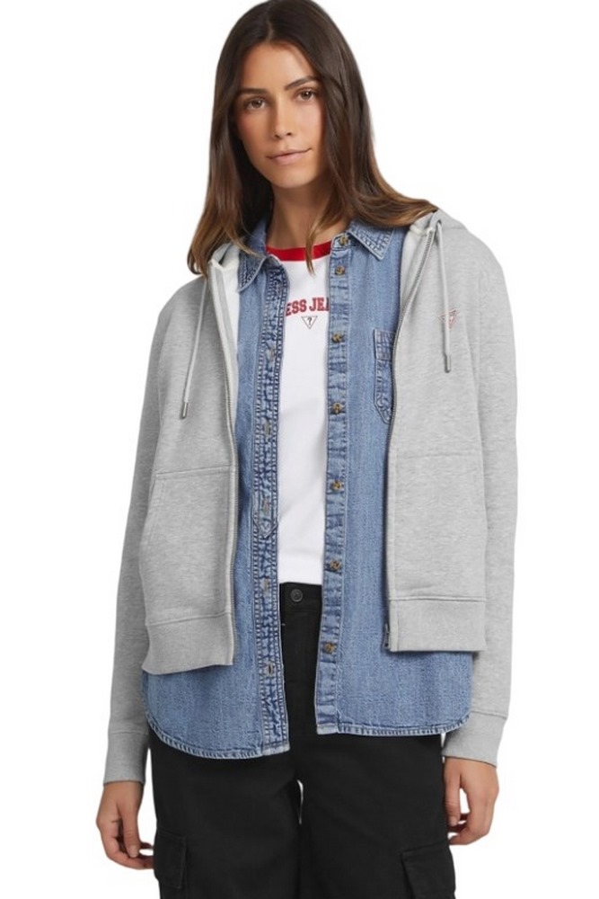 GUESS JEANS GJ ZIP HOOD REG MINI ΖΑΚΕΤΑ ΦΟΥΤΕΡ ΓΥΝΑΙΚΕΙΑ GREY