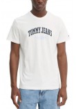 TOMMY JEANS SLIM VARSITY POP TEE EXT T-SHIRT ΜΠΛΟΥΖΑ ΑΝΔΡΙΚΗ WHITE