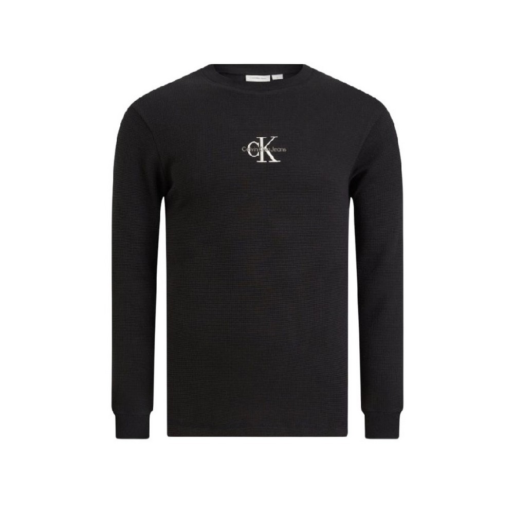 CALVIN KLEIN JEANS MONOLOGO WAFFLE LS TEE ΜΠΛΟΥΖΑ ΓΥΝΑΙΚΕΙΑ BLACK