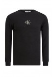 CALVIN KLEIN JEANS MONOLOGO WAFFLE LS TEE ΜΠΛΟΥΖΑ ΓΥΝΑΙΚΕΙΑ BLACK