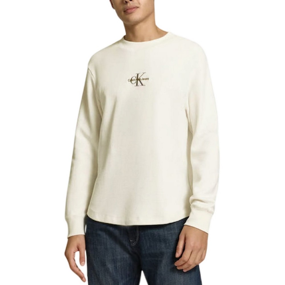 CALVIN KLEIN JEANS MONOLOGO WAFFLE LS TEE ΜΠΛΟΥΖΑ ΓΥΝΑΙΚΕΙΑ IVORY