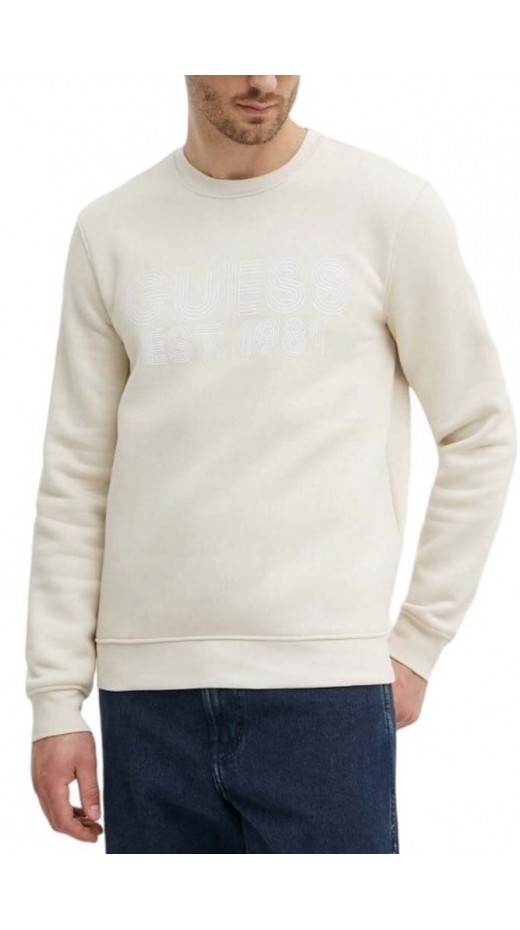 GUESS BEAU CN SWEATSHIRT ΦΟΥΤΕΡ ΜΠΛΟΥΖΑ ΑΝΔΡΙΚΗ ECRU