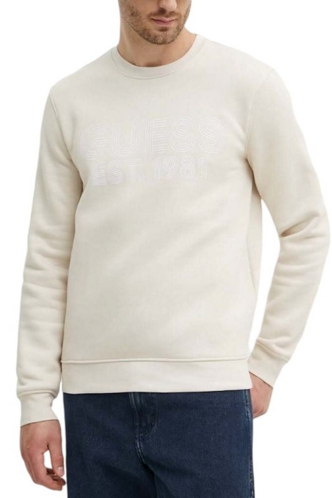 GUESS BEAU CN SWEATSHIRT ΦΟΥΤΕΡ ΜΠΛΟΥΖΑ ΑΝΔΡΙΚΗ ECRU