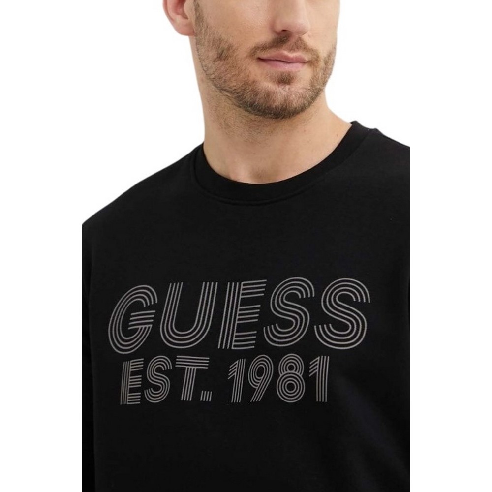 GUESS BEAU CN SWEATSHIRT ΦΟΥΤΕΡ ΜΠΛΟΥΖΑ ΑΝΔΡΙΚΗ BLACK