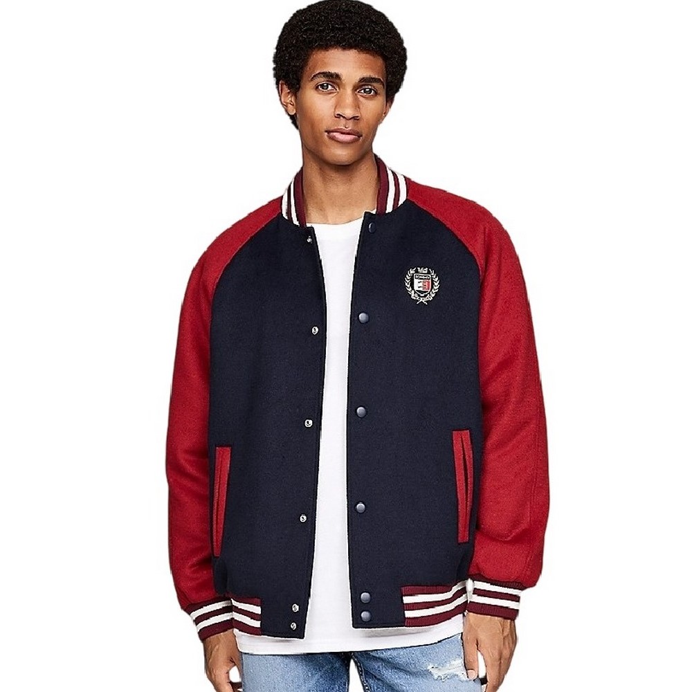 TOMMY HILFIGER  WOOL BLEND CREST BOMBER ΜΠΟΥΦΑΝ ΑΝΔΡΙΚΟ RED