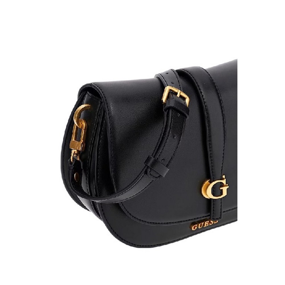 GUESS KUBA TRI CMPT FLAP SHLDR BAG ΤΣΑΝΤΑ ΓΥΝΑΙΚΕΙΑ BLACK