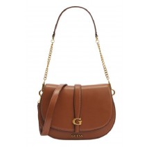 GUESS KUBA TRI CMPT FLAP SHLDR BAG ΤΣΑΝΤΑ ΓΥΝΑΙΚΕΙΑ COGNAC