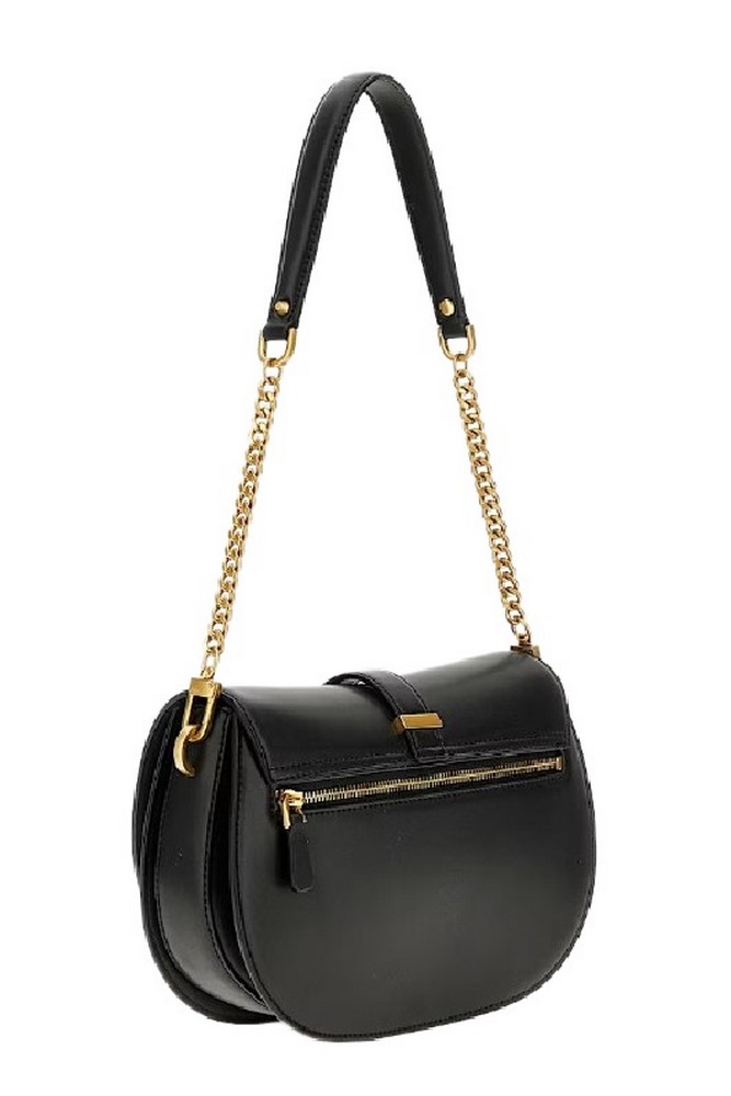 GUESS KUBA TRI CMPT FLAP SHLDR BAG ΤΣΑΝΤΑ ΓΥΝΑΙΚΕΙΑ BLACK