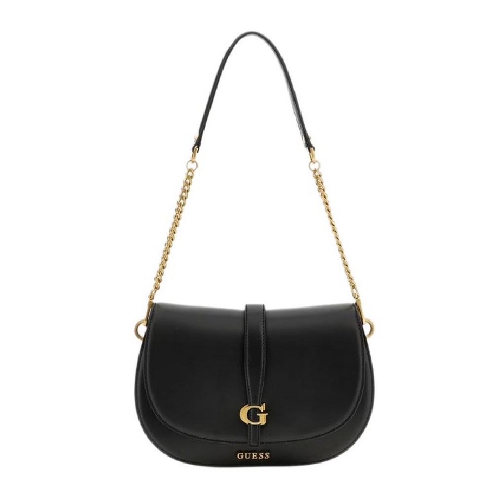 GUESS KUBA TRI CMPT FLAP SHLDR BAG ΤΣΑΝΤΑ ΓΥΝΑΙΚΕΙΑ BLACK