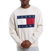 TOMMY JEANS  MELANGE FLAG CREW ΜΠΛΟΥΖΑ ΦΟΥΤΕΡ ΑΝΔΡΙΚΗ ECRU