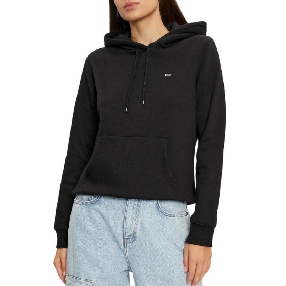 TOMMY JEANS REG S FLAG HOODIE ΜΠΛΟΥΖΑ ΦΟΥΤΕΡ ΓΥΝΑΙΚΕΙΑ BLACK