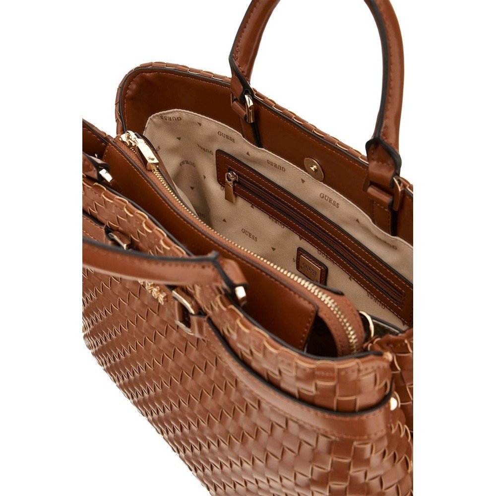 GUESS MAJKA GIRLFRIEND SATCHEL ΤΣΑΝΤΑ ΓΥΝΑΙΚΕΙΑ COGNAC