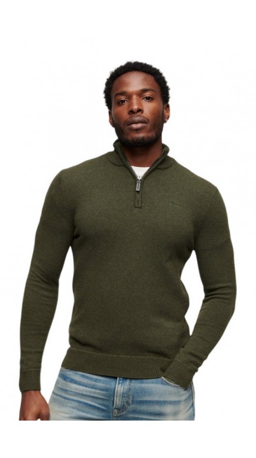 SUPERDRY D5 OVIN ESSENTIAL EMB KNIT HENLEY ΜΠΛΟΥΖΑ ΠΛΕΚΤΗ ΑΝΔΡΙΚΗ GREEN