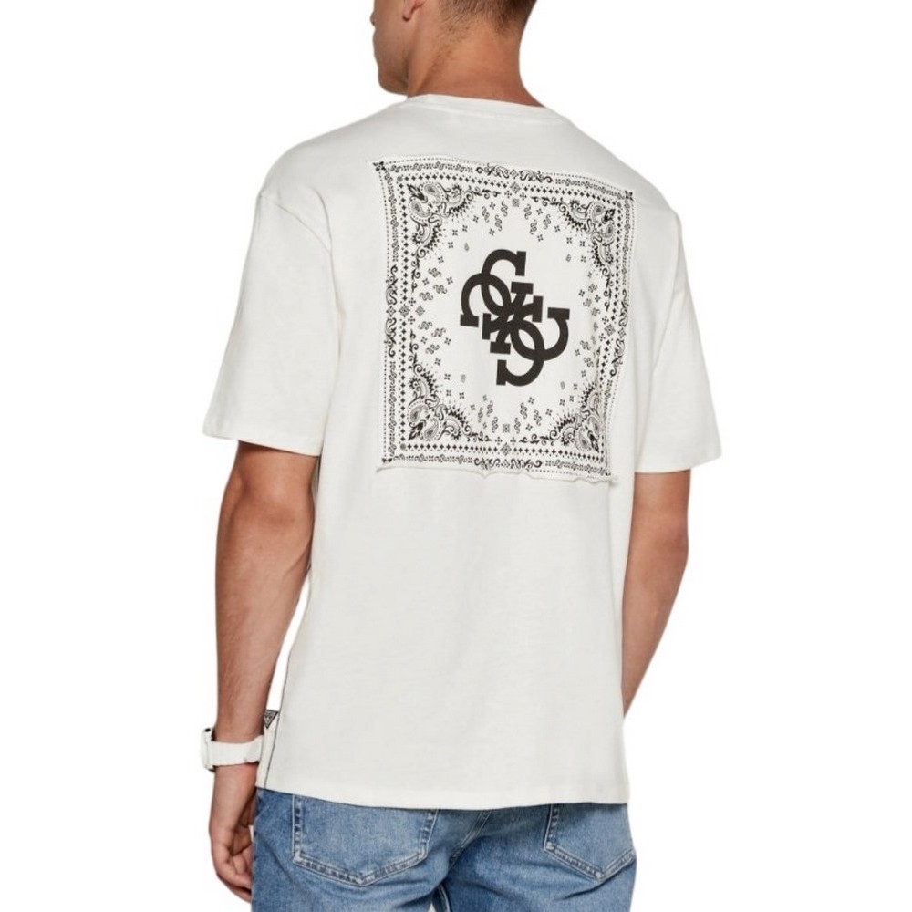 GUESS BANDANA APPLIQUE TEE T-SHIRT ΜΠΛΟΥΖΑ ΑΝΔΡΙΚΗ WHITE