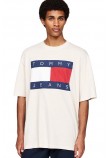 TOMMY JEANS RLX MELANGE FLAG TEE T-SHIRT ΜΠΛΟΥΖΑ ΑΝΔΡΙΚΗ IVORY