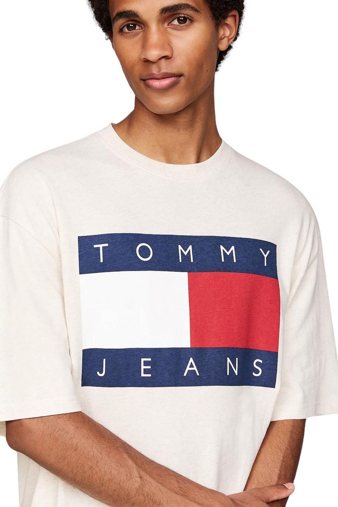 TOMMY JEANS RLX MELANGE FLAG TEE T-SHIRT ΜΠΛΟΥΖΑ ΑΝΔΡΙΚΗ IVORY