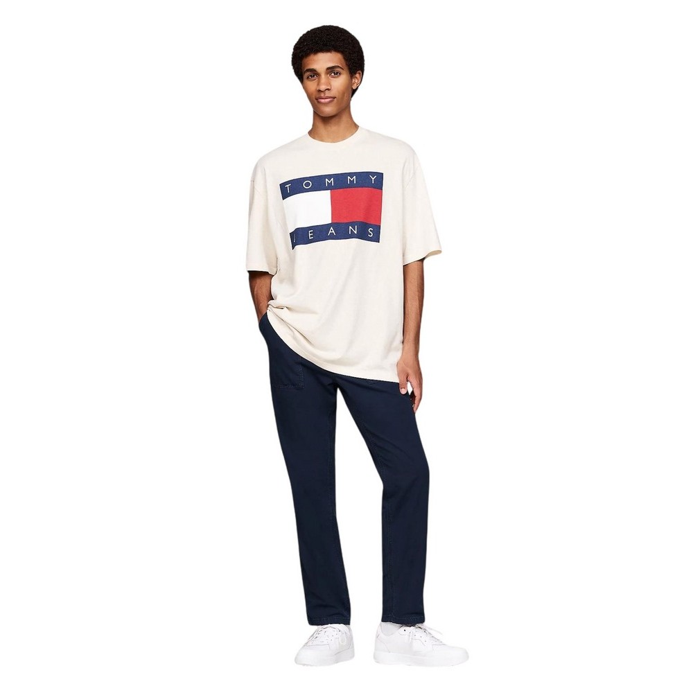 TOMMY JEANS RLX MELANGE FLAG TEE T-SHIRT ΜΠΛΟΥΖΑ ΑΝΔΡΙΚΗ IVORY