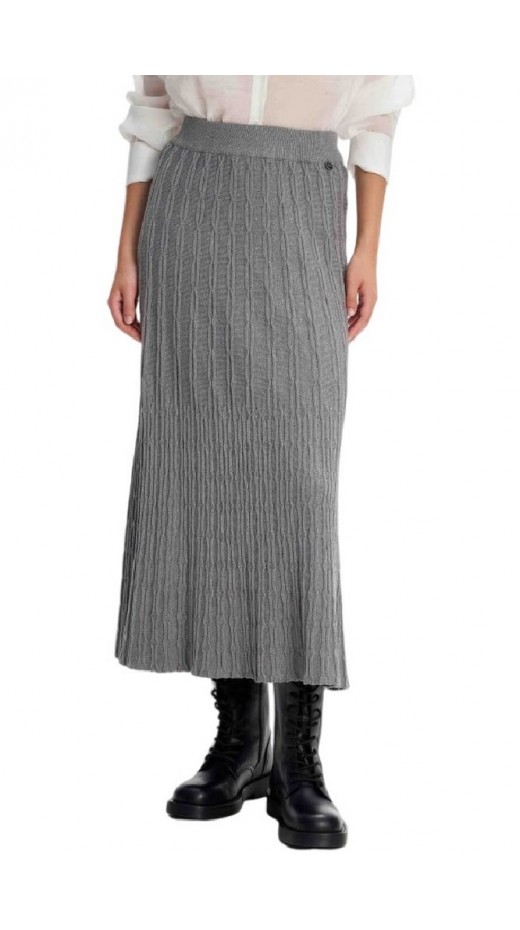 ALE KNITTED SKIRT RELIEF TEXTURE 8919308 ΦΟΥΣΤΑ ΓΥΝΑΙΚΕΙΑ GREY