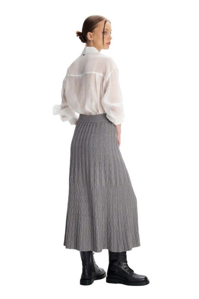 ALE KNITTED SKIRT RELIEF TEXTURE 8919308 ΦΟΥΣΤΑ ΓΥΝΑΙΚΕΙΑ GREY