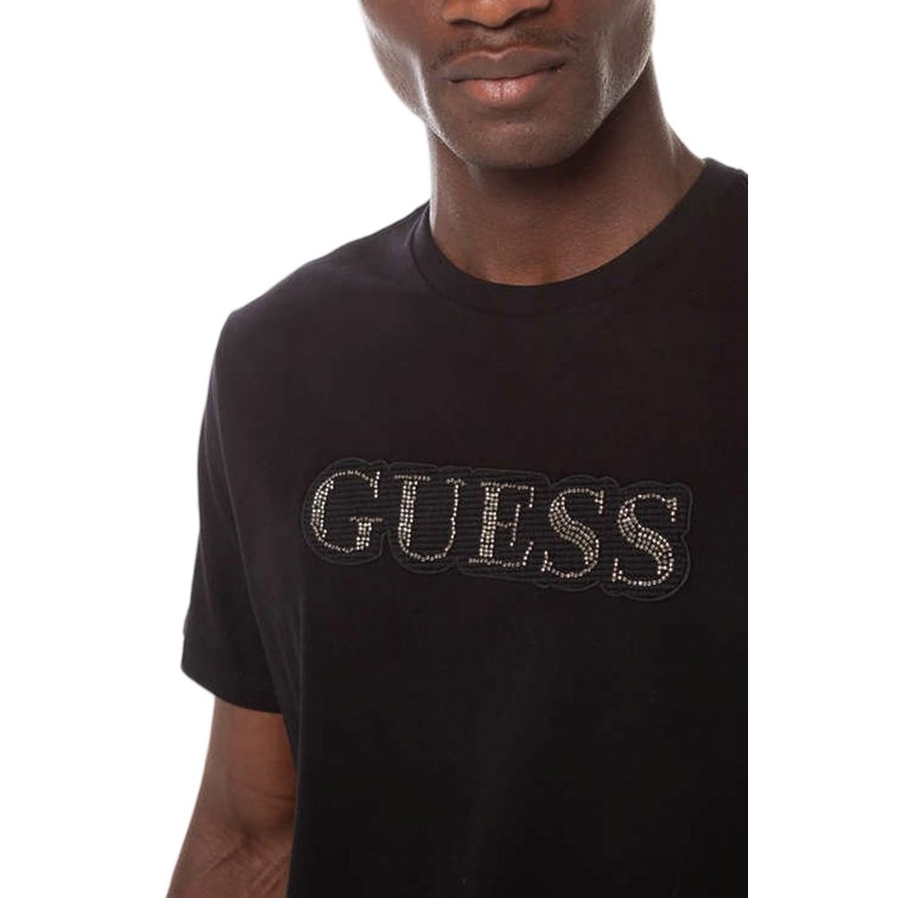 GUESS BSC EMBELLISHED L T-SHIRT ΜΠΛΟΥΖΑ ΑΝΔΡΙΚΗ BLACK