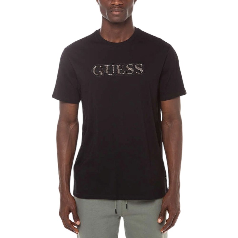 GUESS BSC EMBELLISHED L T-SHIRT ΜΠΛΟΥΖΑ ΑΝΔΡΙΚΗ BLACK