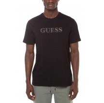 GUESS BSC EMBELLISHED L T-SHIRT ΜΠΛΟΥΖΑ ΑΝΔΡΙΚΗ BLACK