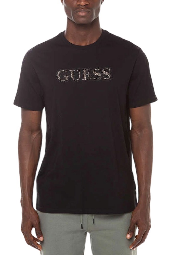 GUESS BSC EMBELLISHED L T-SHIRT ΜΠΛΟΥΖΑ ΑΝΔΡΙΚΗ BLACK