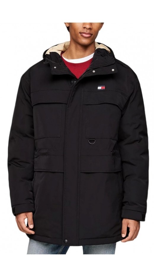 TOMMY HILFIGER TJM TECH CANVAS PARKA ΜΠΟΥΦΑΝ ΑΝΔΡΙΚΟ BLACK