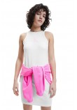 CALVIN KLEIN JEANS GRADIENT CK RACER BACK DRESS BRIGHT WHITE