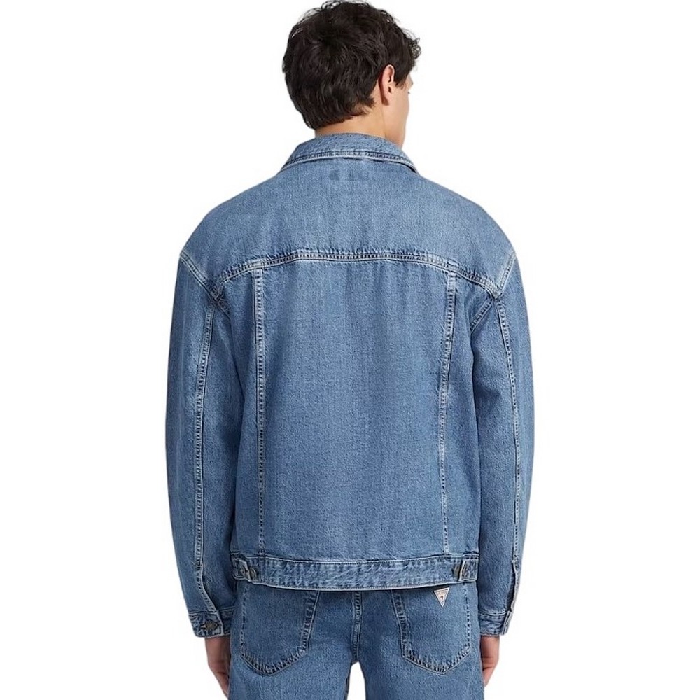 GUESS JEANS MENS OVERSIZE TRU ΤΖΙΝ ΜΠΟΥΦΑΝ ΑΝΔΡΙΚΟ BLUΕ DENIM