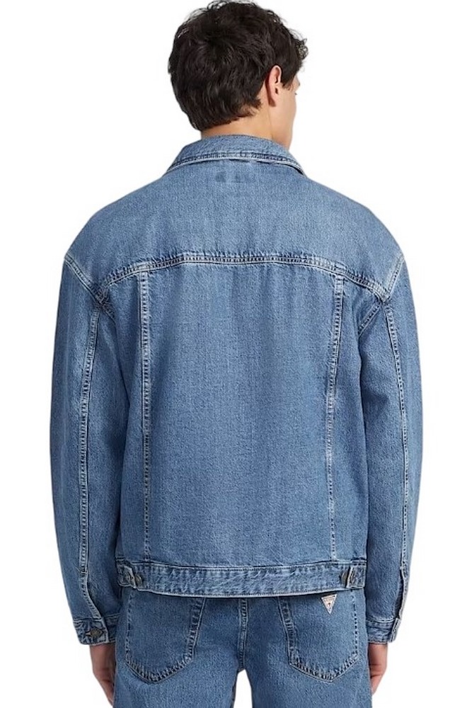 GUESS JEANS MENS OVERSIZE TRU ΤΖΙΝ ΜΠΟΥΦΑΝ ΑΝΔΡΙΚΟ BLUΕ DENIM