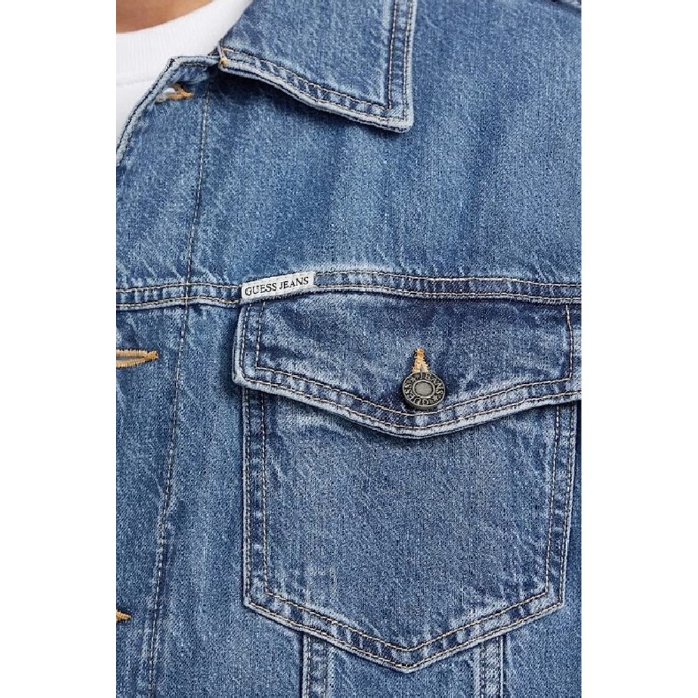 GUESS JEANS MENS OVERSIZE TRU ΤΖΙΝ ΜΠΟΥΦΑΝ ΑΝΔΡΙΚΟ BLUΕ DENIM