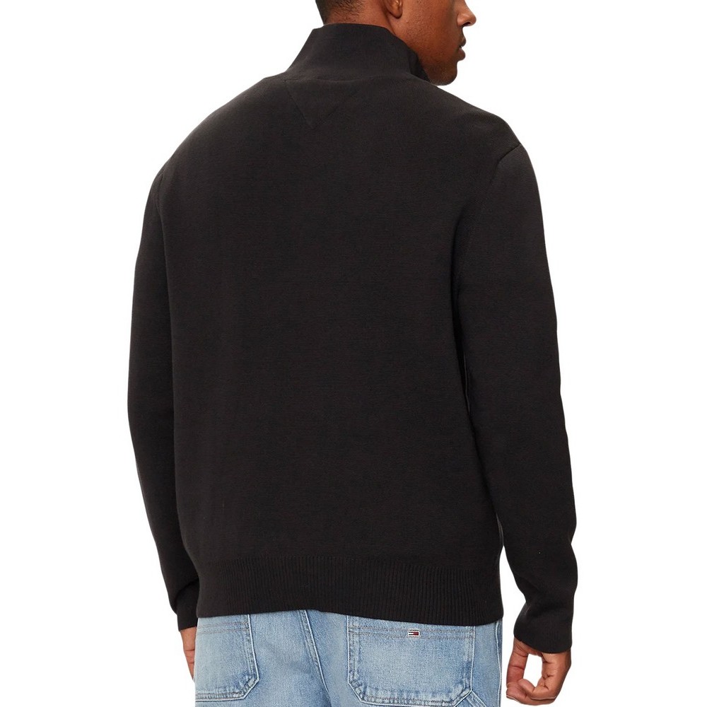 TOMMY JEANS REG HALF ZIP SWEATER ΜΠΛΟΥΖΑ ΠΛΕΚΤΗ ΑΝΔΡΙΚΗ BLACK