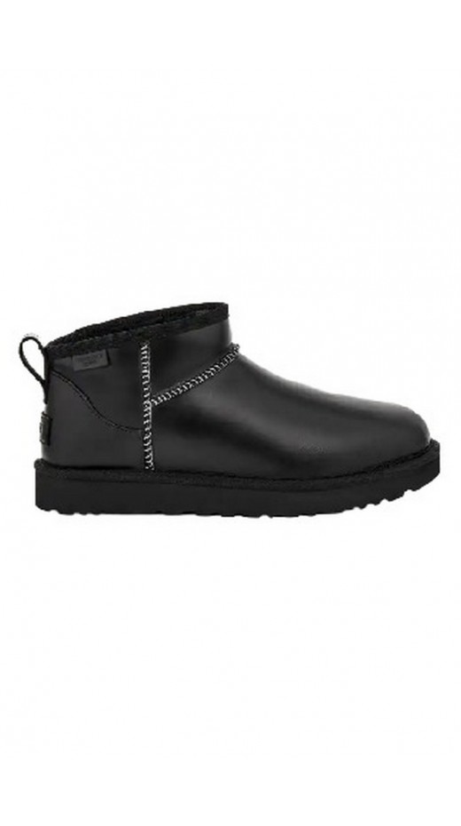 UGG CLASSIC ULTRA MINI LTHR REGEN ΧΑΜΗΛΗ ΜΠΟΤΑ ΓΥΝΑΙΚΕΙΑ BLACK