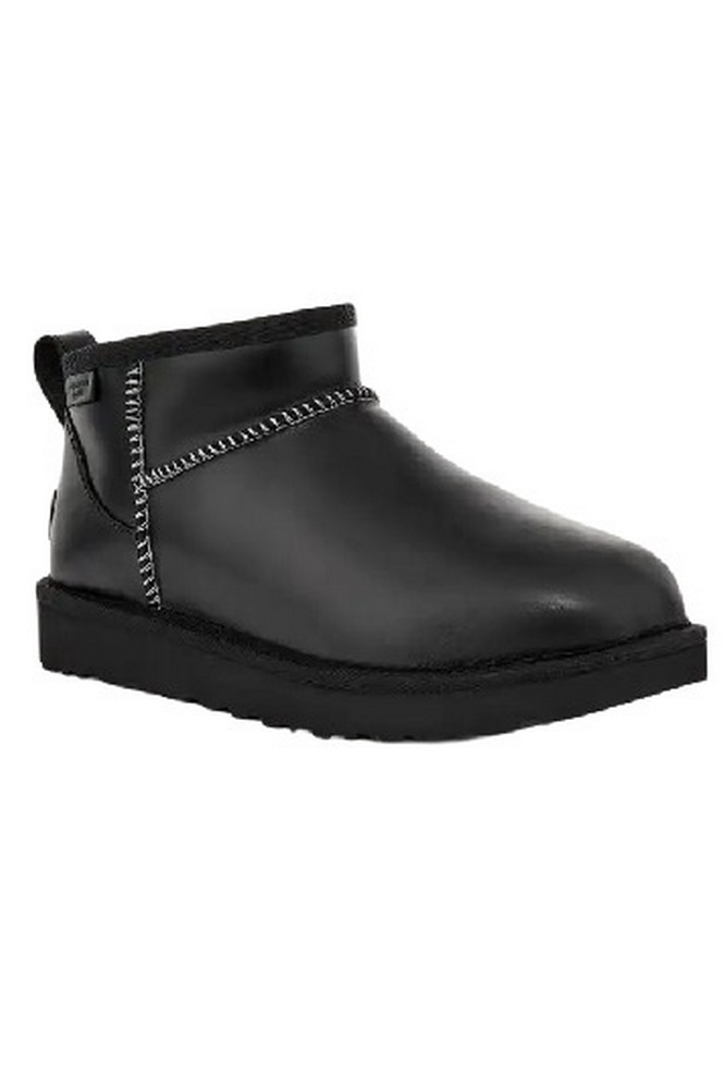 UGG CLASSIC ULTRA MINI LTHR REGEN ΧΑΜΗΛΗ ΜΠΟΤΑ ΓΥΝΑΙΚΕΙΑ BLACK