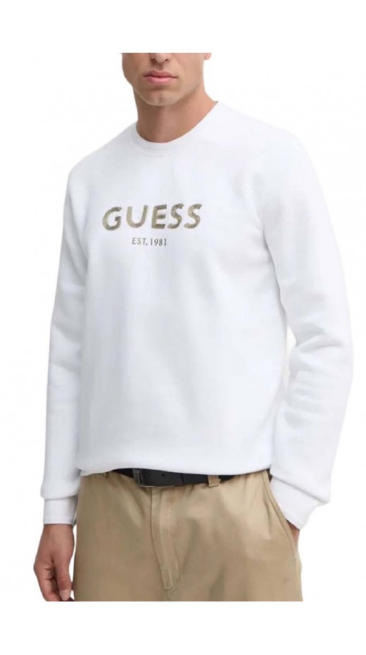 GUESS BOX CN SWEATSH ΜΠΛΟΥΖΑ ΦΟΥΤΕΡ ΑΝΔΡΙΚΗ WHITE