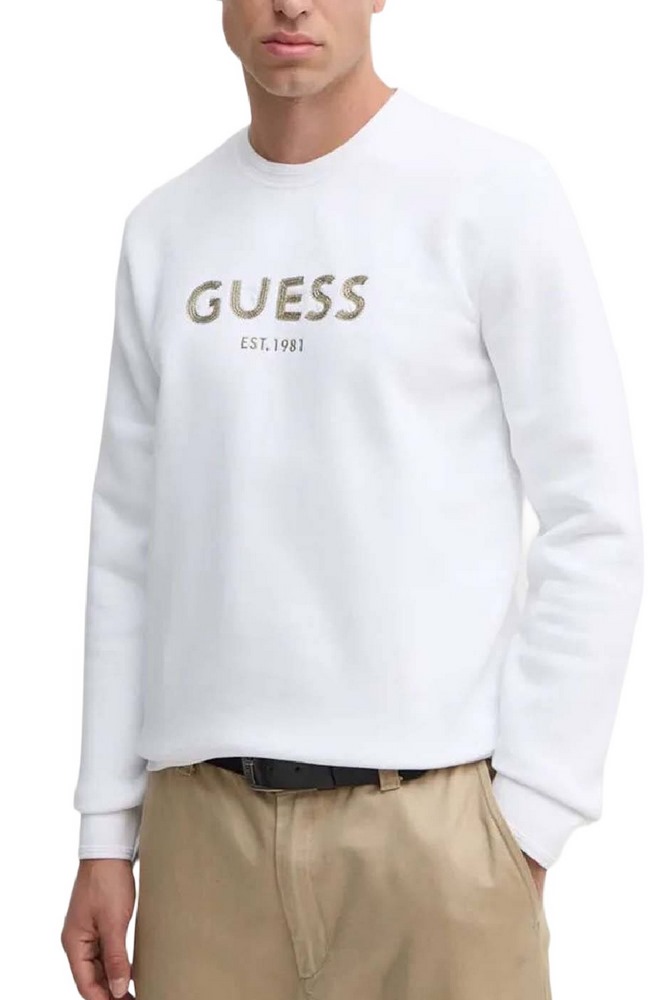 GUESS BOX CN SWEATSH ΜΠΛΟΥΖΑ ΦΟΥΤΕΡ ΑΝΔΡΙΚΗ WHITE