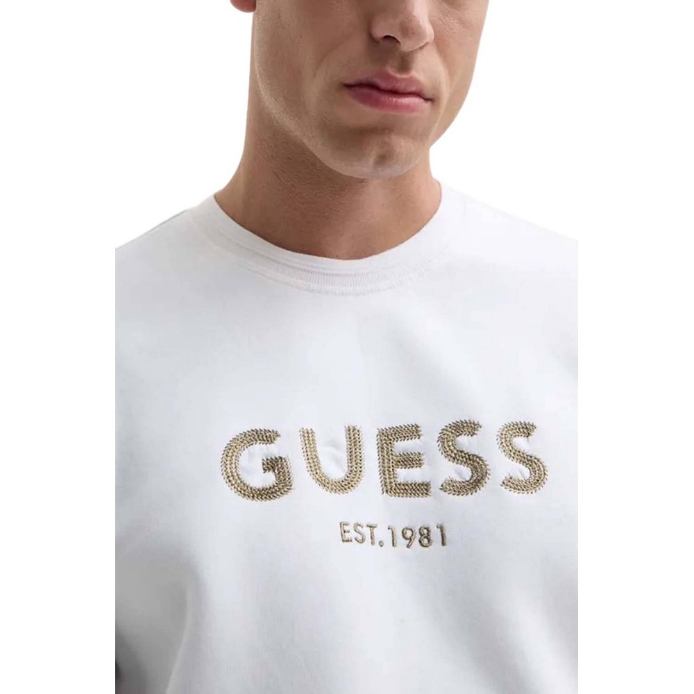 GUESS BOX CN SWEATSH ΜΠΛΟΥΖΑ ΦΟΥΤΕΡ ΑΝΔΡΙΚΗ WHITE