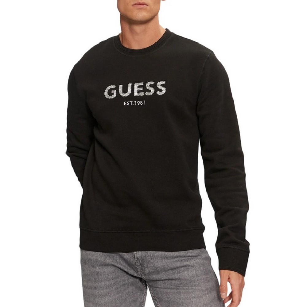 GUESS BOX CN SWEATSH ΜΠΛΟΥΖΑ ΦΟΥΤΕΡ ΑΝΔΡΙΚΗ BLACK