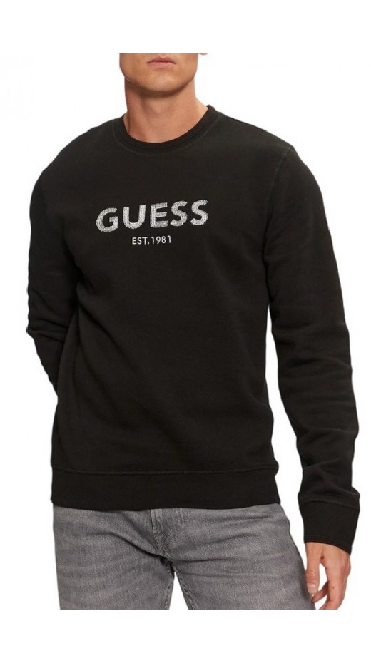 GUESS BOX CN SWEATSH ΜΠΛΟΥΖΑ ΦΟΥΤΕΡ ΑΝΔΡΙΚΗ BLACK