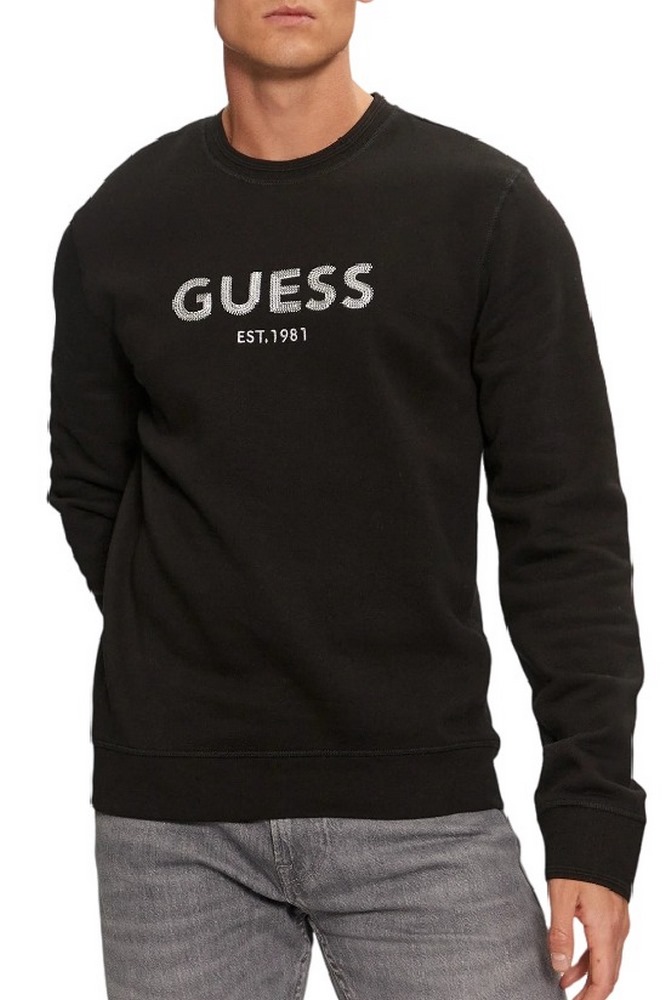 GUESS BOX CN SWEATSH ΜΠΛΟΥΖΑ ΦΟΥΤΕΡ ΑΝΔΡΙΚΗ BLACK