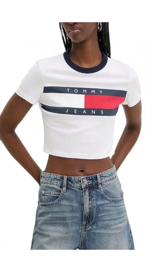 TOMMY JEANS SLIM CRP RWB BLOCK TEE T-SHIRT ΜΠΛΟΥΖΑ ΓΥΝΑΙΚΕΙΑ WHITE