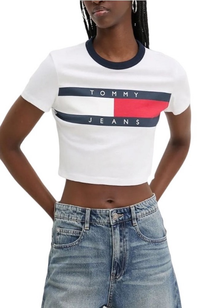 TOMMY JEANS SLIM CRP RWB BLOCK TEE T-SHIRT ΜΠΛΟΥΖΑ ΓΥΝΑΙΚΕΙΑ WHITE