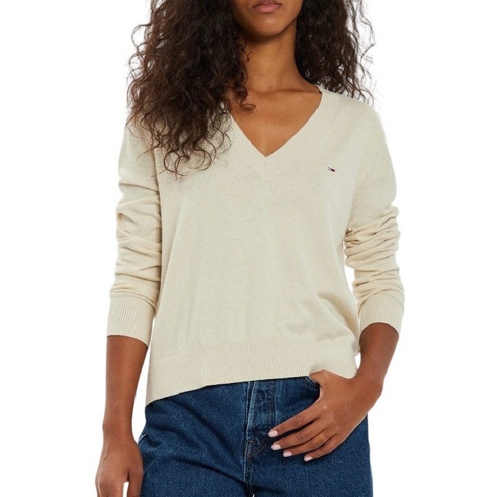 TOMMY JEANS ESSENTIAL VNECK SWEATER EXT ΜΠΛΟΥΖΑ ΓΥΝΑΙΚΕΙΑ BEIGE