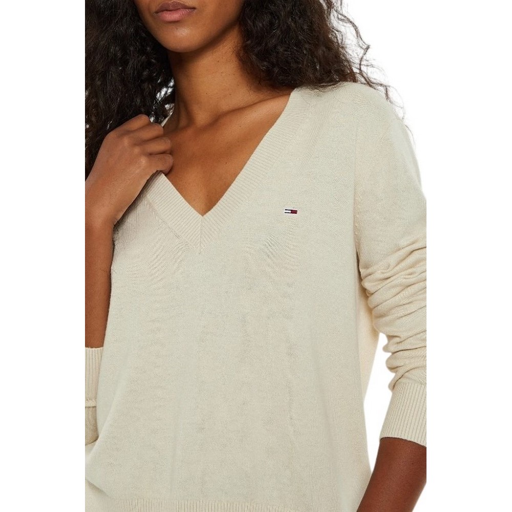 TOMMY JEANS ESSENTIAL VNECK SWEATER EXT ΜΠΛΟΥΖΑ ΓΥΝΑΙΚΕΙΑ BEIGE